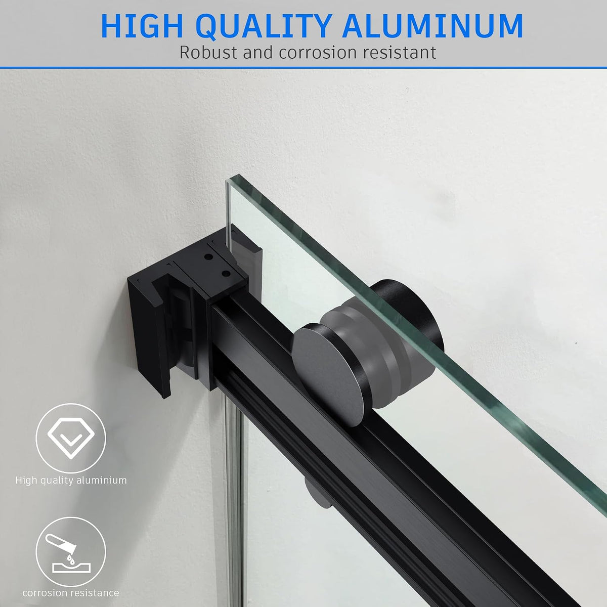 Frameless Sliding Shower Door, 56-60' W x 76' H Glass Shower Door with 5/16' (8mm) Clear Tempered Safety Glass, Stainless Steel Hardware, Double Sliding Shower Door, Matte Black