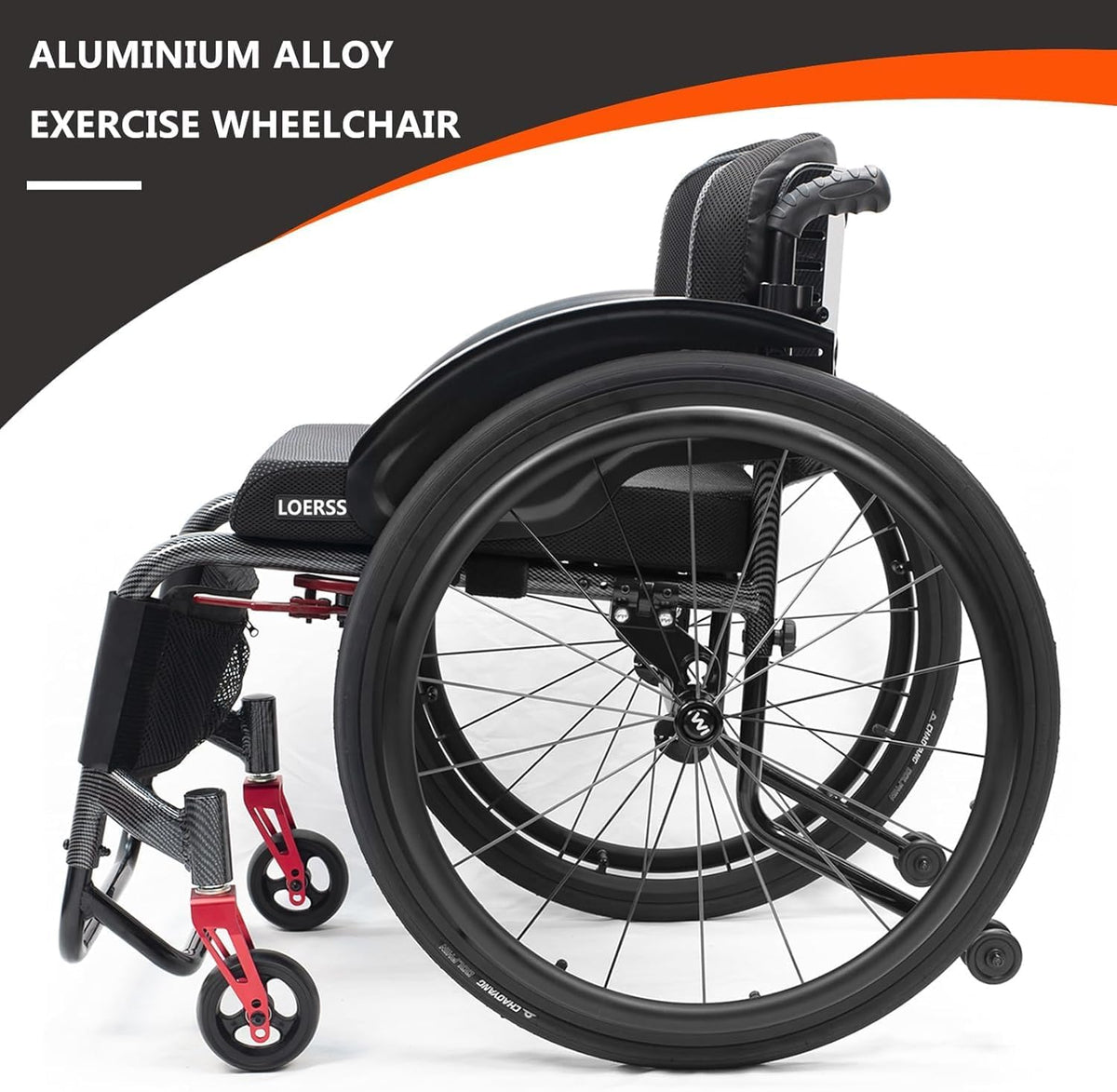 Aluminium Sports Wheelchair,Ultralight Transit Travel Wheelchair,Lightweight Transport Wheelchair,Portable Fast Self-Propelled Wheelchair,Quick Releasefor Rear Wheel,Manual Brake,Storage Bag(43cm/17in