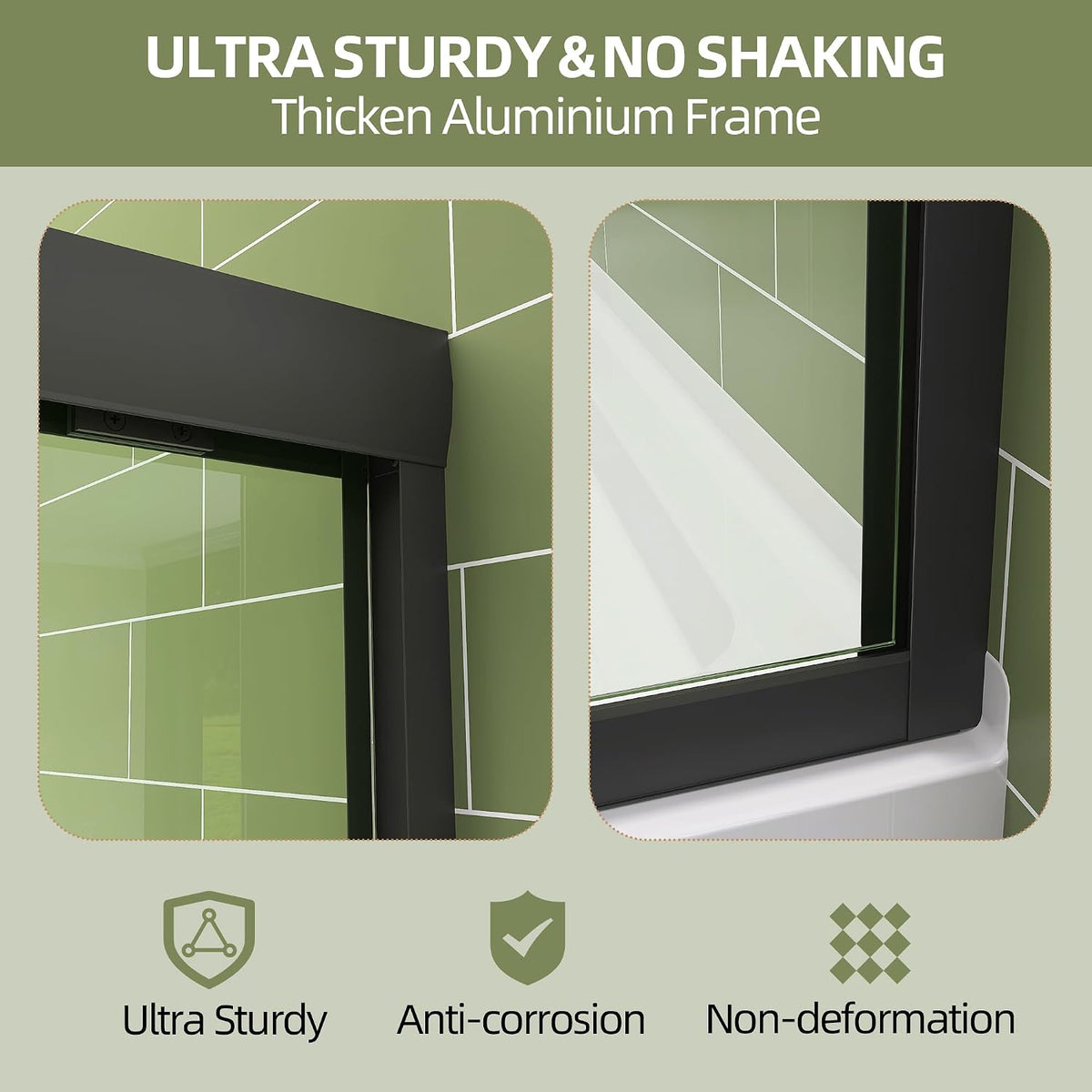 GETPRO Sliding Shower Door 50-54 in. W x 72 in. H Semi-Frameless Bypasss Double Sliding Glass Shower Enclosure,1/4 inch Clear Tempered Glass Door for Walk-in Shower Matte Black