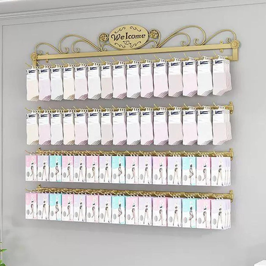 Wall-Mounted Socks Storage Organizer Display Stand,Modern Metal Retail Store Earring Holder Hanging Jewelry Rack,Closet Storage Metal Necklace Hooks Keyring Hats Craft Toys Show Rack