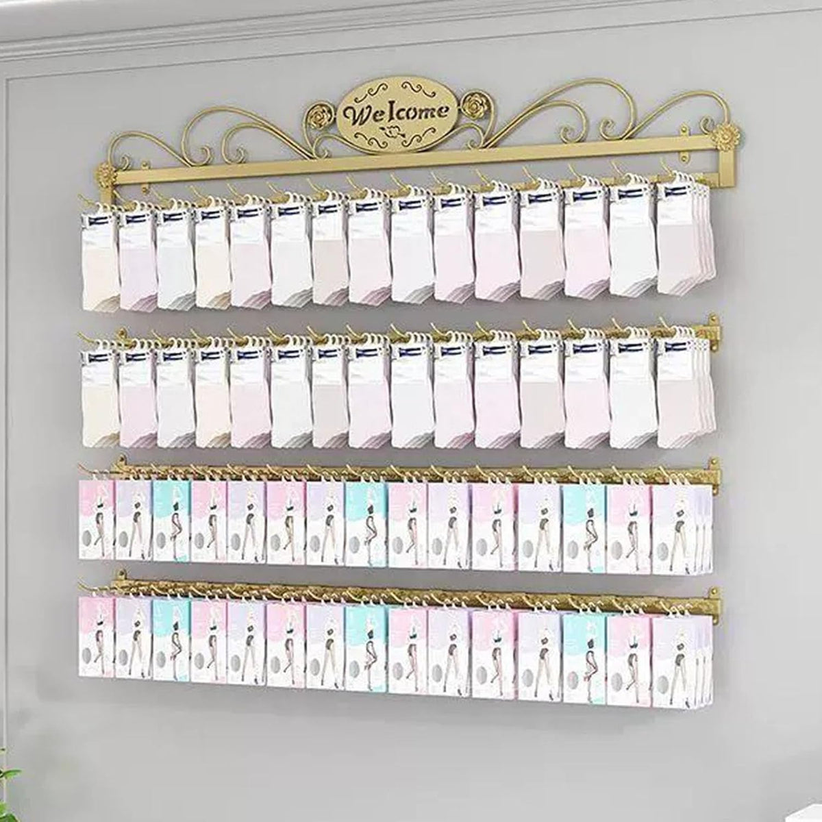 Wall-Mounted Socks Storage Organizer Display Stand,Modern Metal Retail Store Earring Holder Hanging Jewelry Rack,Closet Storage Metal Necklace Hooks Keyring Hats Craft Toys Show Rack