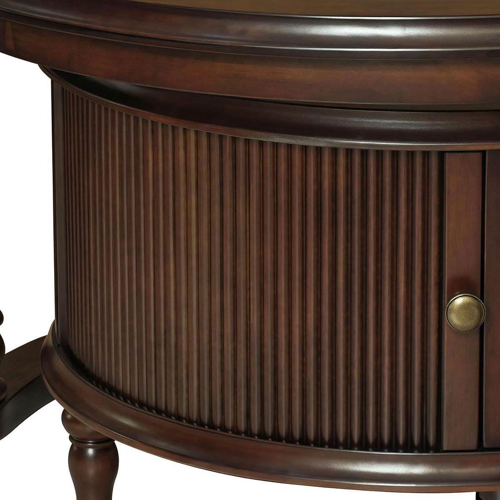 31.5' Nesting Coffee Table Set of 2, Modern Round Center End Side Table for Living Room with Storage Drawer, Dark Brown