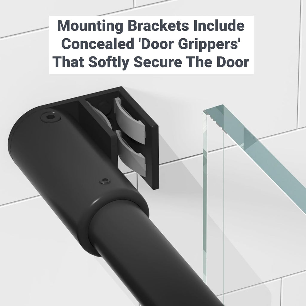 Montage 57.25-59' W x 78' H Euroglide Frameless Shower Door with 3/8' Clear Tempered Glass (Matte Black)