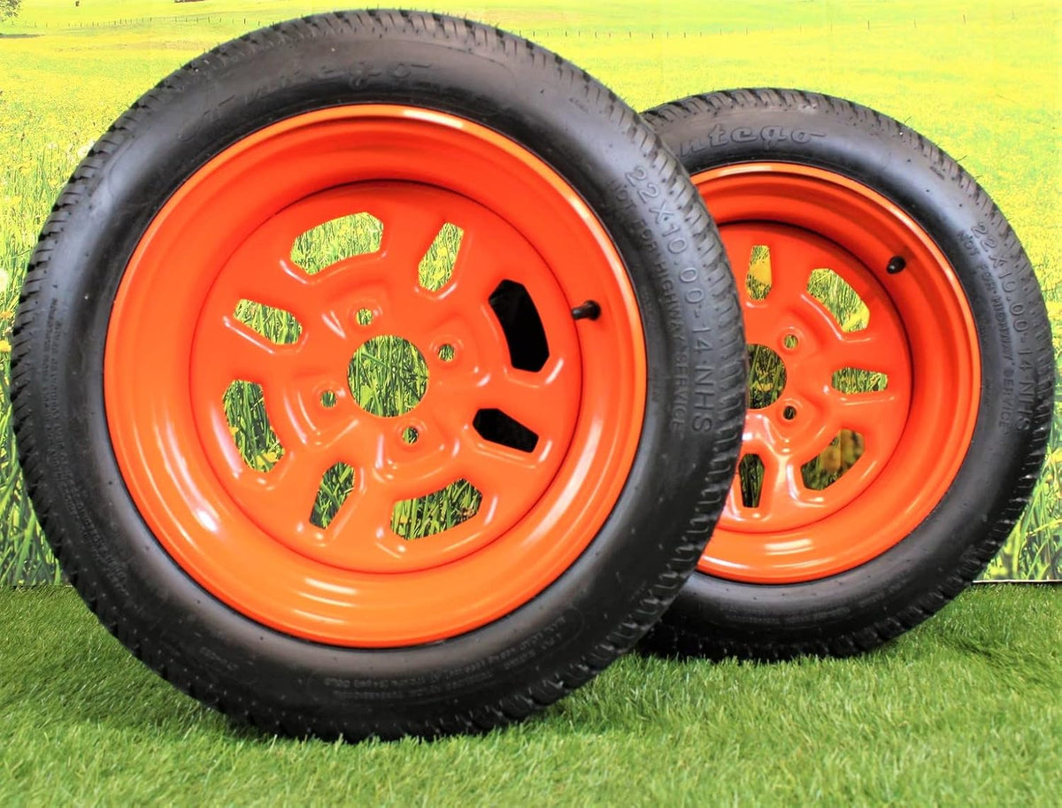 Antego Tire & Wheel (Set of 2) 22x10.00-14 Kubota Assemblies K3011-17200, K3011-17030 UltraScraper Z, Kommander ZG100 & ZD