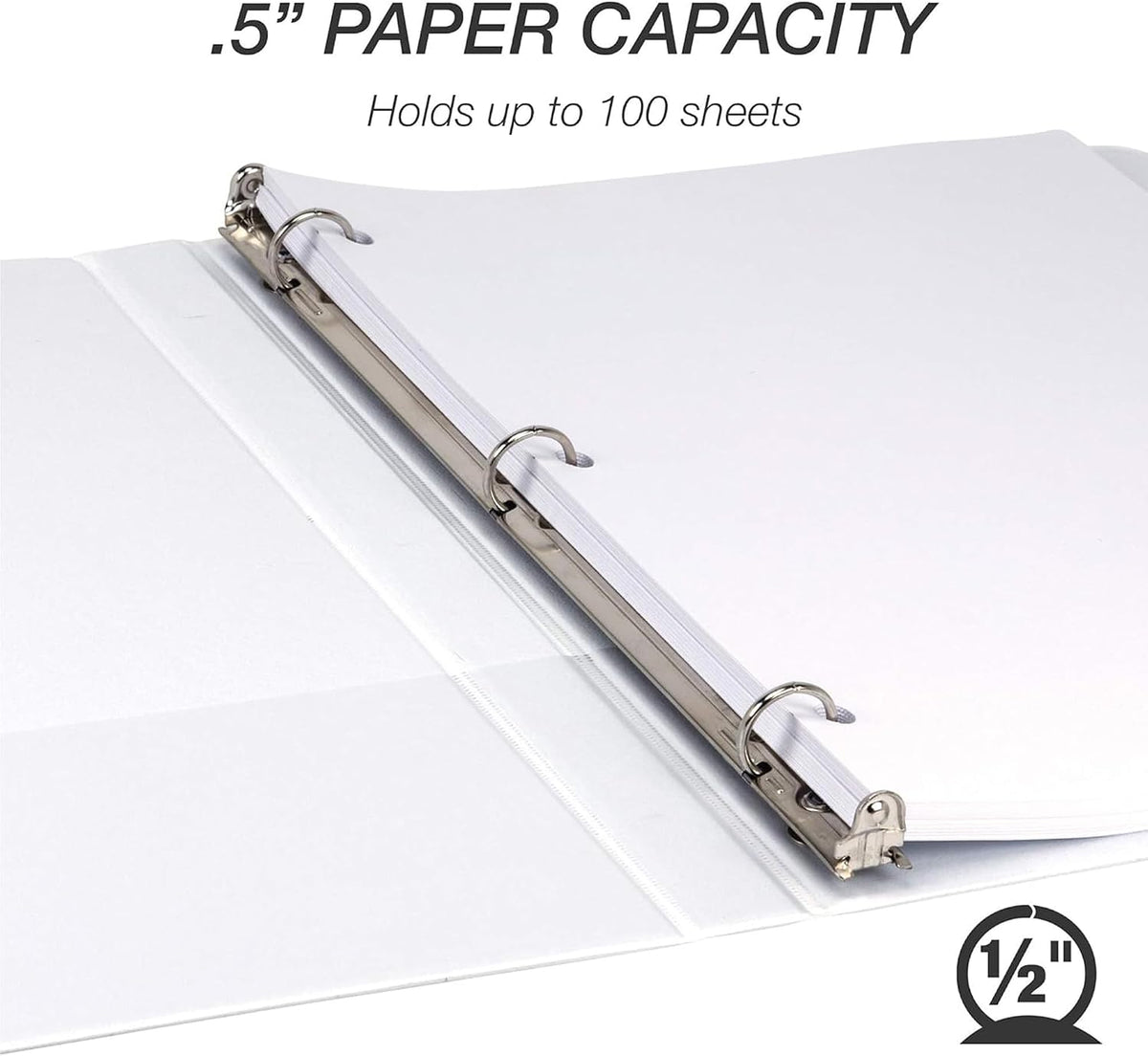 Samsill Economy 0.5 Inch 3 Ring Binder Bulk Pallet, Round Ring Binder, Customizable Clear View Cover, White, Pallet of 768 Binders in 32 Cartons