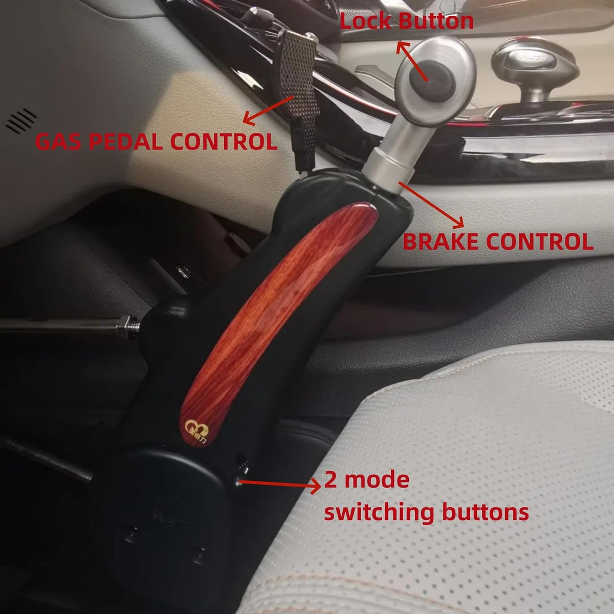 YANGG Hand Controls Driving Car Feet Disabled Handicap Aid Equipment Handle Driver Help Gas/Brake Pedals Assist Device Kit with Steering Wheel Spinners All Steel Main Body (Improved Style)