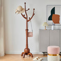 Wood Freestanding Coat Rack with 8 Hooks Wooden Hat Coat Tree Standing Clothes Hanger with Sturdy Sphere Base and Tree Branch Hooks 160lb Load Capacity for Entryway Hallway Bedroom, Walnut