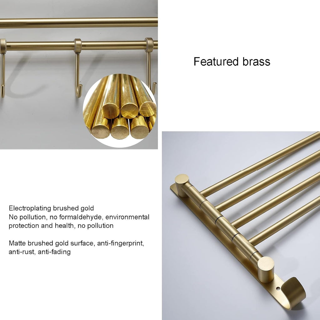 All Copper Brushed d Towel Rack Bar Rail, Simple and Light Bath Towel Rack, Bathroom Bathroom Rack, Hardware Set/Hairdryer Three Cup Holder