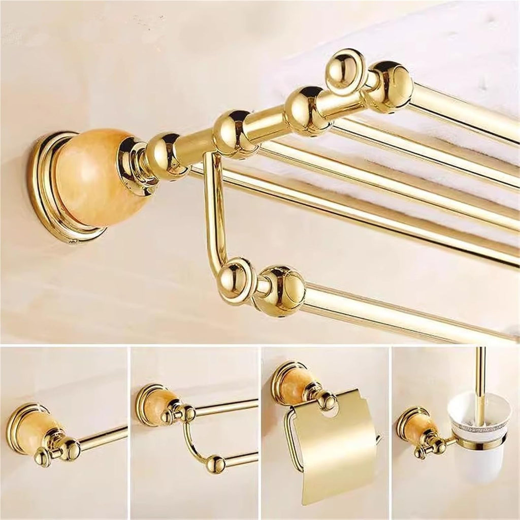 Bathroom Accessories Bath Shelf Gold Paper Holder,Towel Bar,Soap, Rack,Glass,Hook Bathroom Hardware Brass Jade(Hair Dryer Holder)