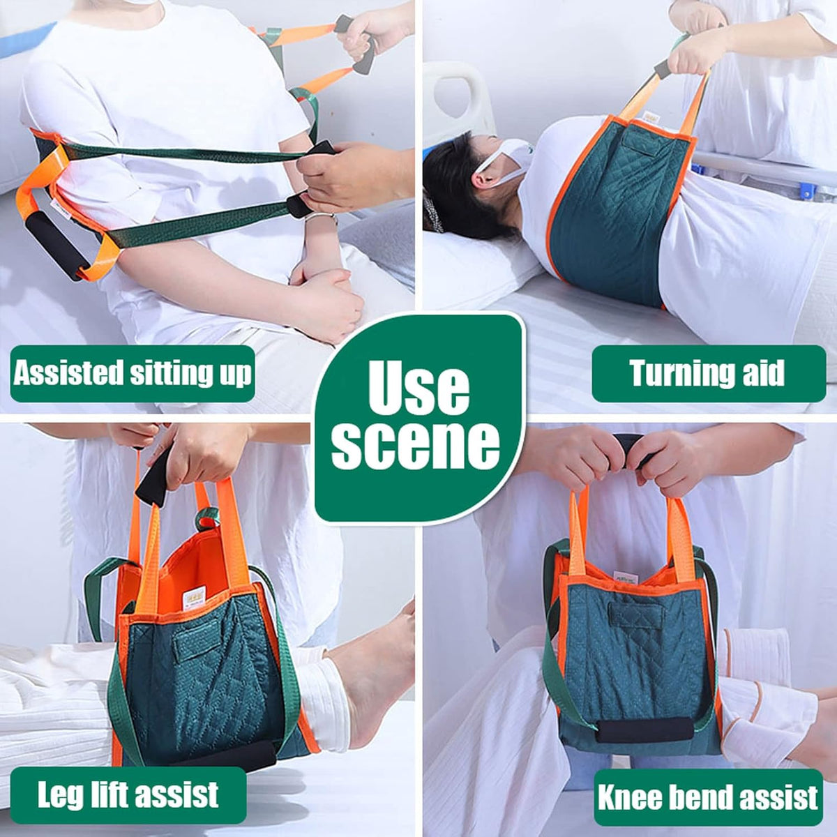 Patient Lifting Slings Gait Transfer Sling Belt with 4 Handles for Disabled The Elderly and Paralyzed Patients, Mobility Disability Support Aids Get Up, Thick Reinforced Webbing,