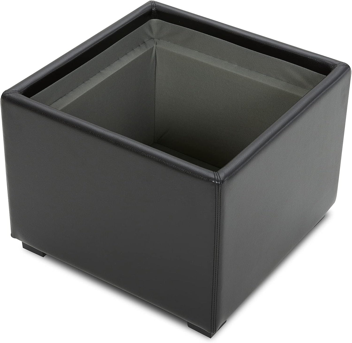 CHITA Storage Ottoman Cube with Tray Lid, Small Footstool with Storage, Square End Table for Living Room and Bedroom, Faux Leather in Black