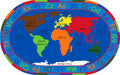 KIDCARPET.COM All Around The World Map Rug, 7'6' x 12' Oval, Multicolored