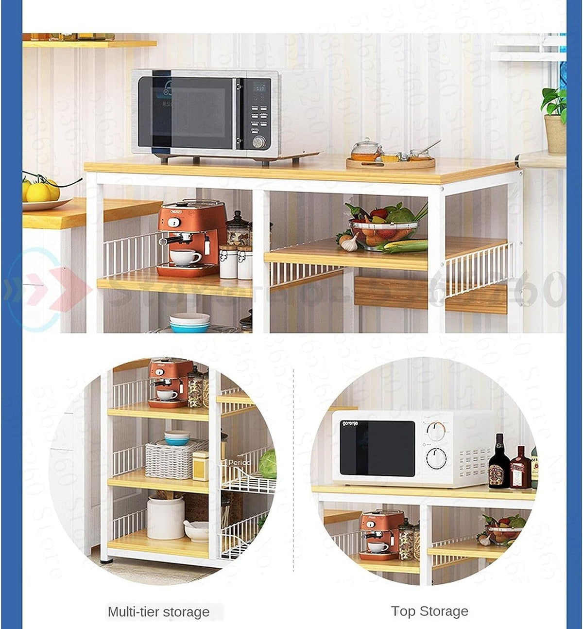 Microwave Stand 4 Tier Microwave Oven Rack Kitchen Shelf Landing Stand Houme Condiment Multipurpose Shelves Storage