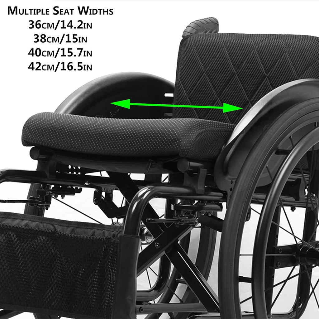 Lightweight Sports Wheelchair,Portable Transport Wheelchair,Aluminium Wheelchair,Mute Wheelchair,Handbrakes Quick Release Rear Wheels & Anti-Tip Wheels,for Teenagers,Adults,Seniors(Black,Seat width 36