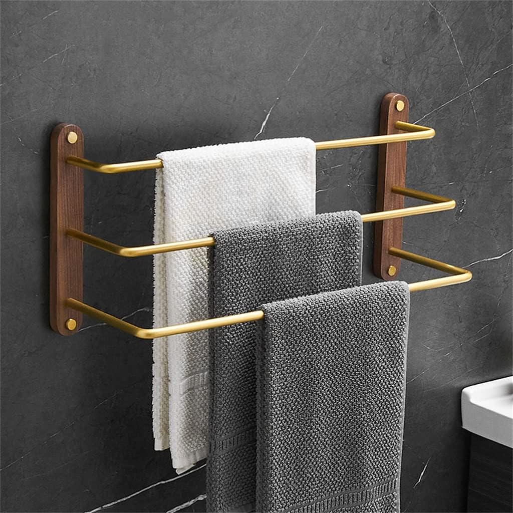 Bathroom Aluminum Towel Rack Wall-Mounted 30/40/50 Cm Towel Rack Wooden Towel Bar Bathroom Accessories (A 30CM)