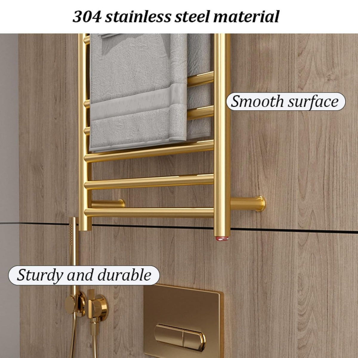 14-Bar Towel Warmer, Wall Mounted Bath Towel Heater, Clothes Airer Dryer, LED Display Panel, Built-in Timer, Adjust Temperature, Hot Towel Warmer Rack for Bathroom Hotel(Black,B)