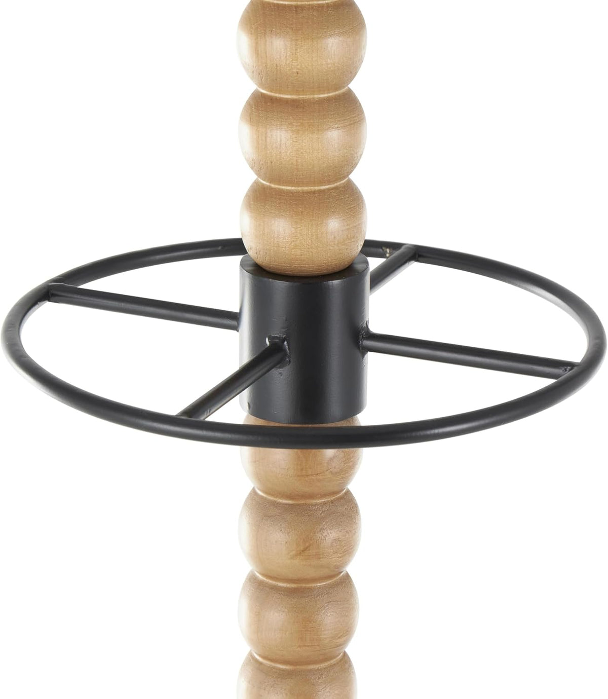Deco 79 Wood Spindle 8 Hook Coat Rack with Black Metal Accents and Beaded Ends, 18' x 18' x 72', Brown