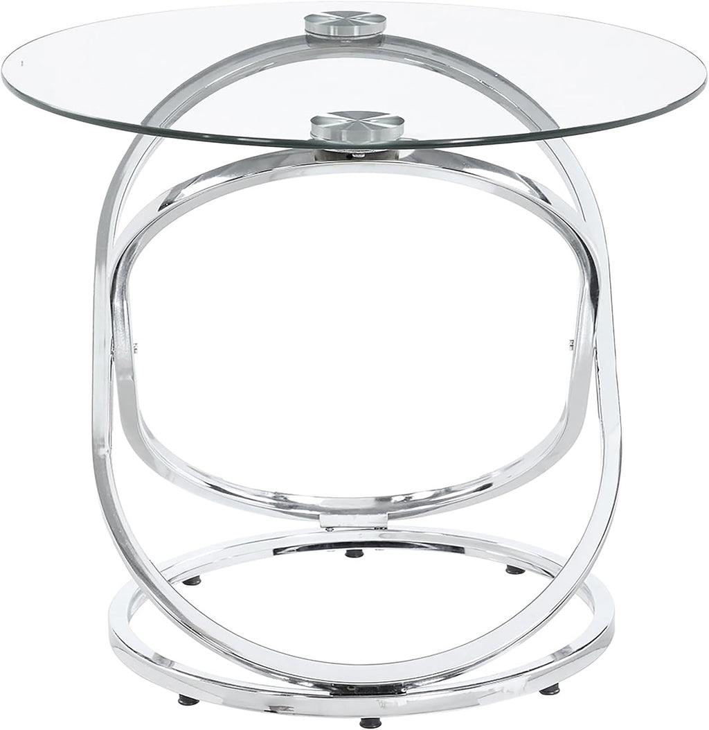 Coaster Home Furnishings - Warren - 3-Piece Coffee Table Set with Clear Glass Oval Tops, Metal Frame with Intertwined Ring Design - Living Room - Chrome - 722373