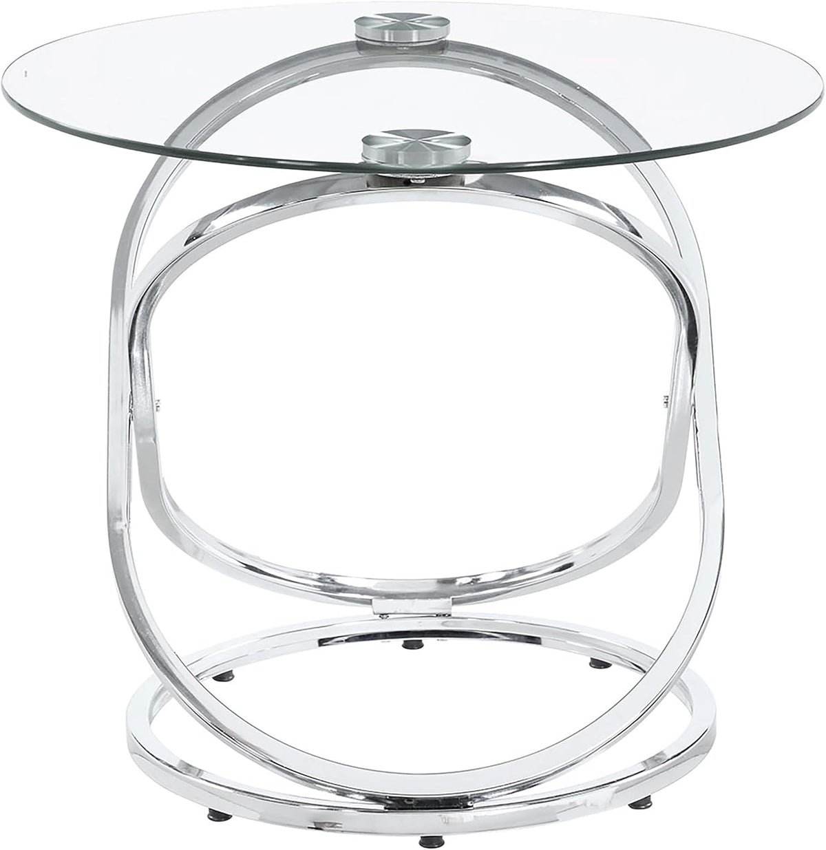 Coaster Home Furnishings - Warren - 3-Piece Coffee Table Set with Clear Glass Oval Tops, Metal Frame with Intertwined Ring Design - Living Room - Chrome - 722373