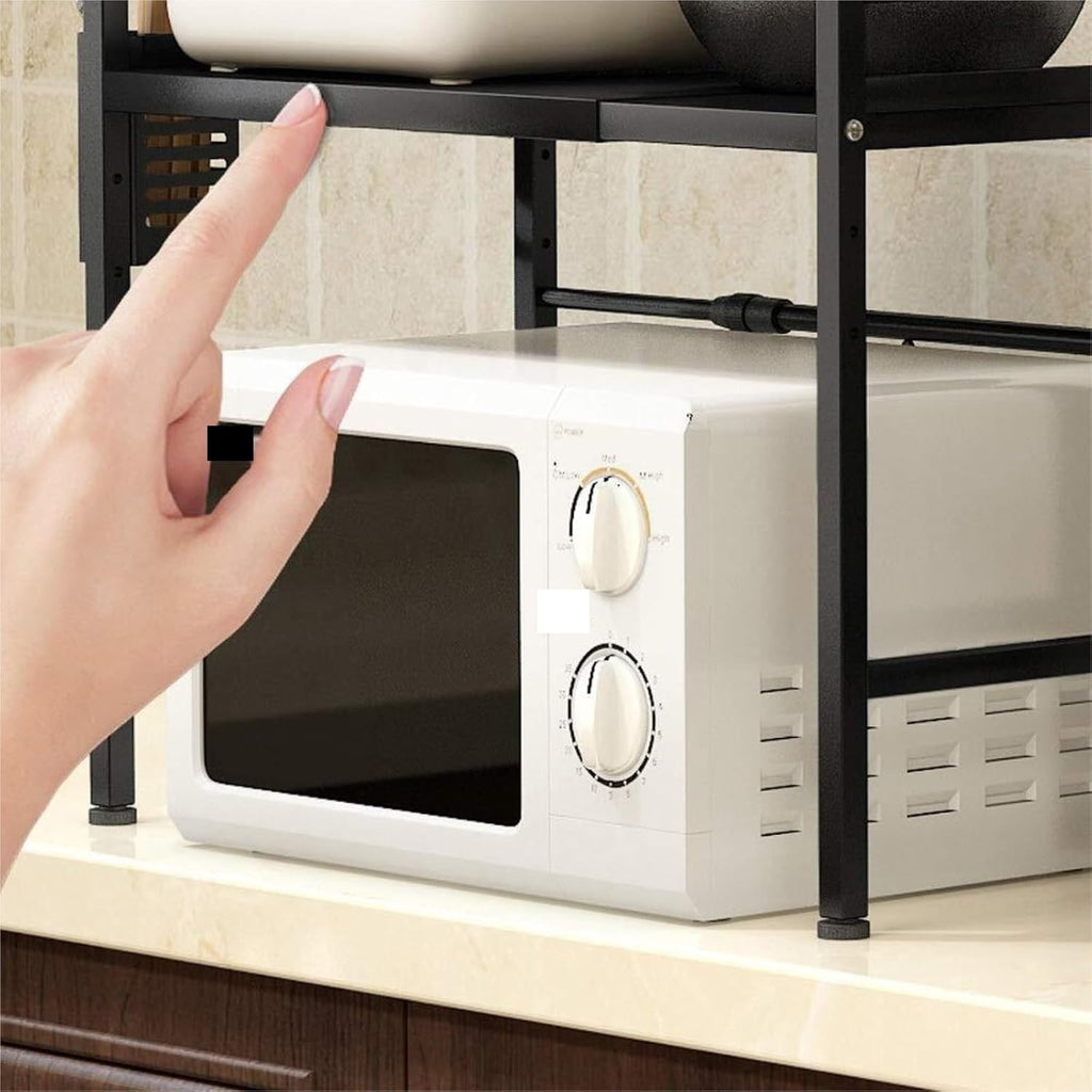 Microwave Stand 2 Layer Microwave Stand Kitchen Shelves Rack Floor Retractable Adjustable Oven Rice Cooker Storage