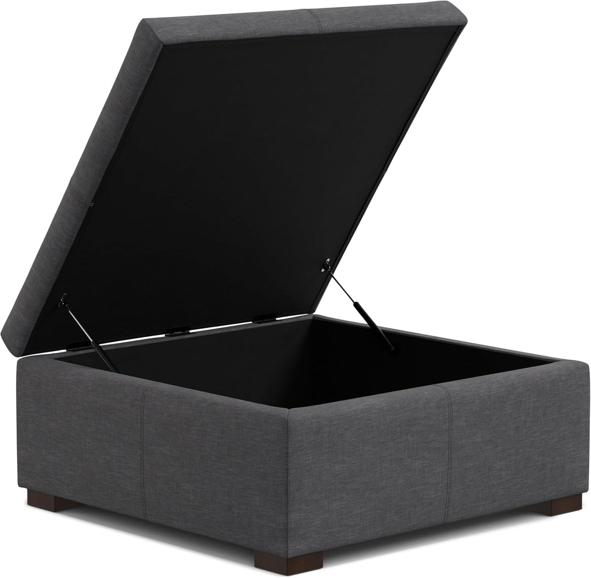 SIMPLIHOME Gabbie 36' WD Contemporary Square Coffee Table Storage Ottoman in Slate Gray