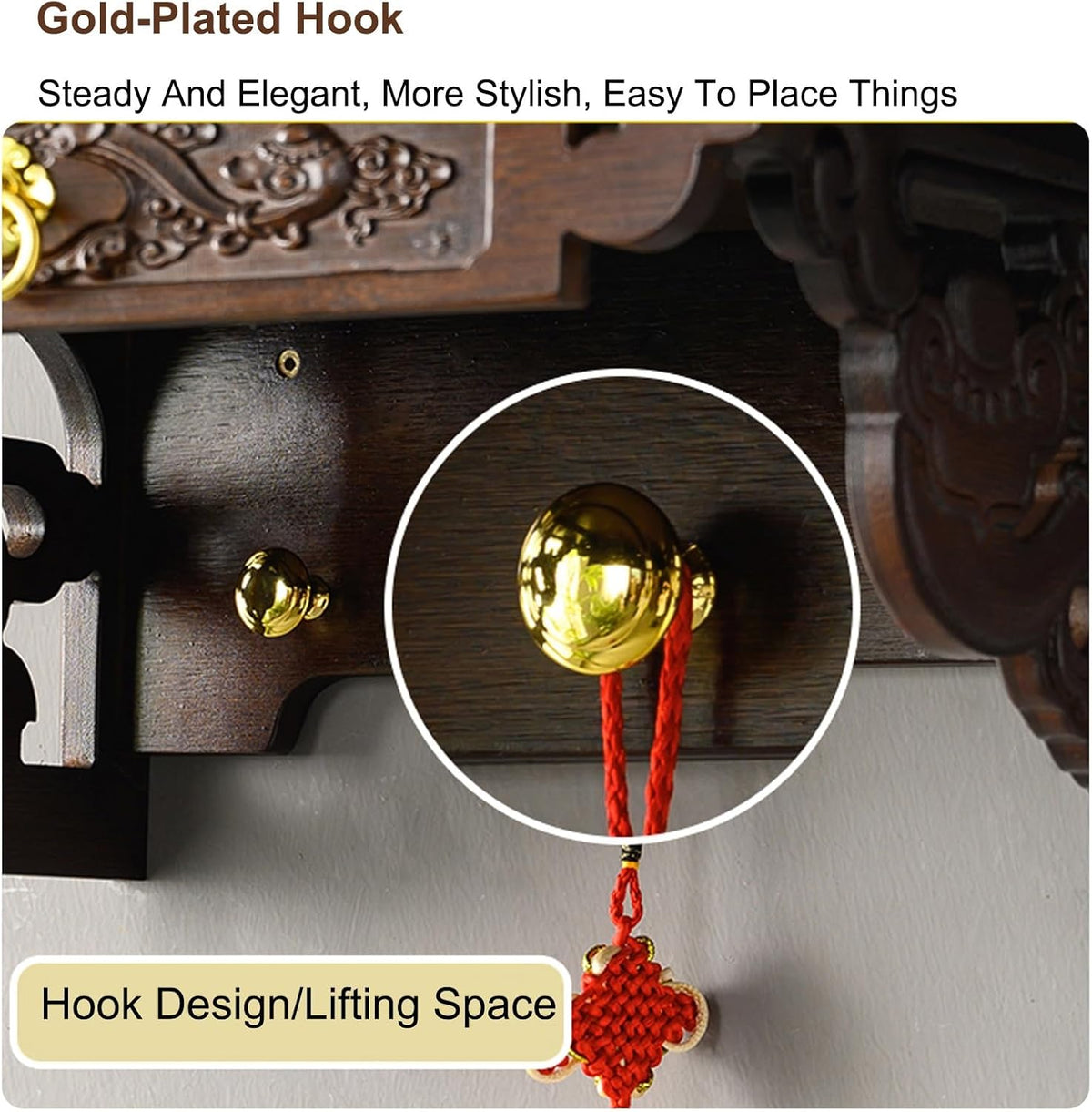 Wall-Mounted Buddha Altar Shelf, Wooden Altar Table, Temple Buddha Shrine, Meditation Table, Chinese Fengshui Statue Display Shelf, for Living Rooms, Shrines, Temples(80x30x20cm/31.5x11.8x7.9in)