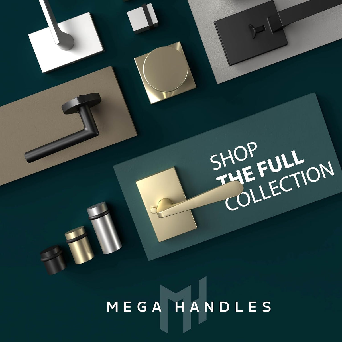 Mega Handles Glamor Dummy Door Handles - 4 Pack Heavy Duty Black Door Handle, Non-Turning Door Handle for Hallway, Closet & French Doors, Single Side, Fits All Standard Doors - Matte Black