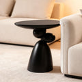 Lucky Stone Oval Coffee Table, Minimalist Fiberglass Tea Table with Sculptural Base, Scandinavian Modern Low Coffee Table for Living Room, Cozy Apartment & Studio, Black 20.1'