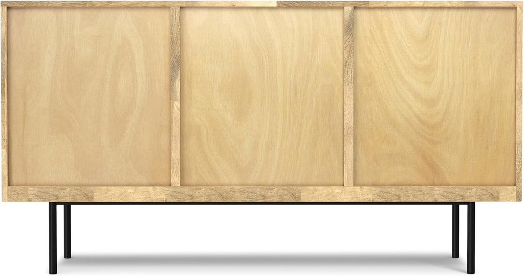 SIMPLIHOME Reeves 57 inch x 18 inch Rectangle Contemporary Modern Sideboard Buffet in Natural for The Dining Room and Kitchen