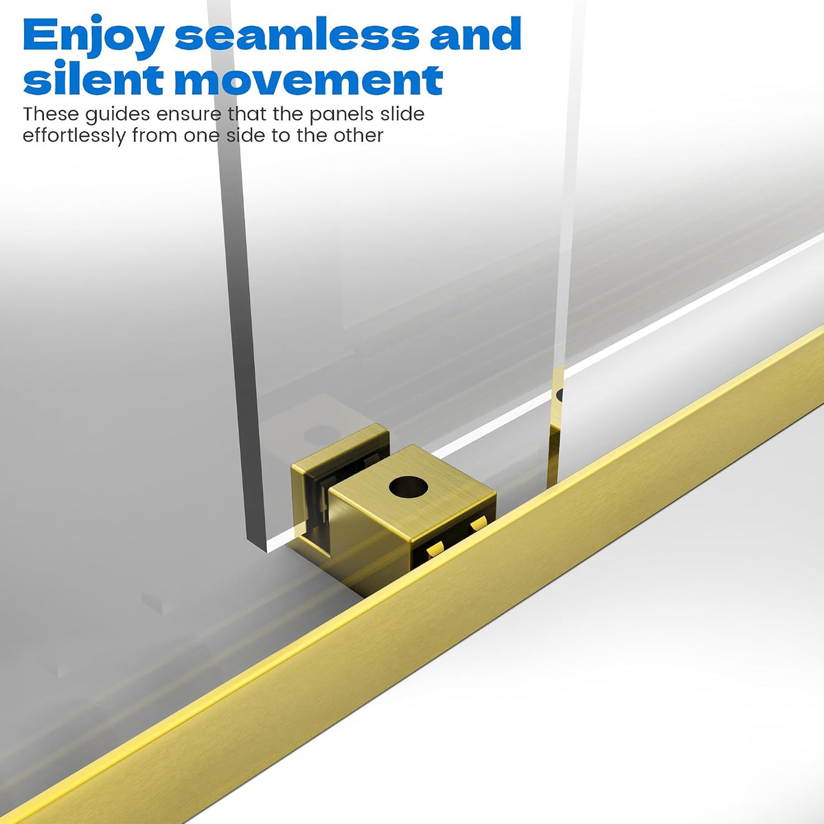 Sliding Shower Door, 48' W x 76' H Semi-Frameless Double Sliding Glass Shower Door with 5/16'' (8mm) Clear ASNI SGCC Tempered Glass, Bypass Shower Enclosure, Brushed Gold