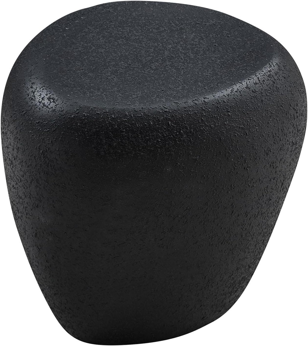 19.29'' Faux Stone Side Table End Table for Living Room, Modern Contemporary Style, Fiberglass Material & Grainy Stone Paint, No Assembly, Black