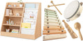 Comfy Cubs Kids Bookshelf and 4-Piece Kids Musical Instruments Set Bundled