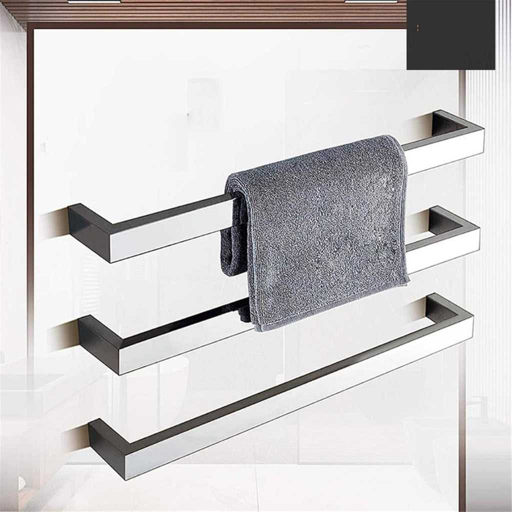 Towel Warmer,Stainless Steel Wall Mounted Electric Heated Towel Rack Warmer with Shelf 3 Heated Bars Home Bathroom Accessories,Bath Towel Dryer, Squaretube