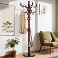73 in Wood Coat Rack, Coat Rack Freestanding with Stable Round Base, Adjustable Height Tree Coat Racks Stand for Home Bedroom Office Hallway Entryway (Redwood)