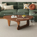Premium Walnut Coffee Tables for Living Room, Small Mid Century Modern Coffee Table, Solid Wood Oval Triangle Coffee Table, Tea Table (Walnut, 43.31in*30.71in*15.75in)