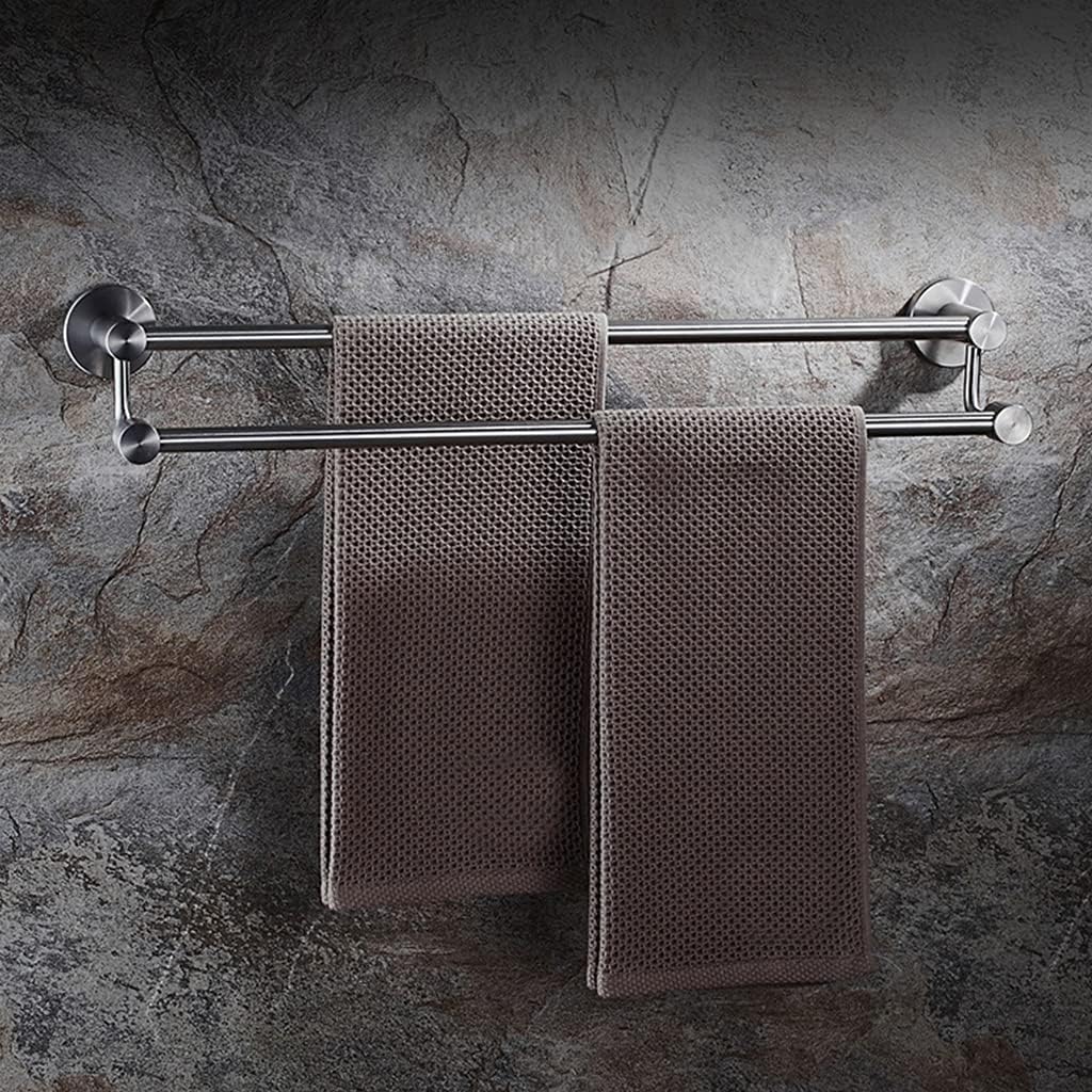 304 Stainless Steel Double Bath Towel Bar Brushed for Bathroom, Towel Rod Rack Holder Rail Round Wall Mounted Wall Mounted for Bedroom, Kitchen, Living Room,Toilet 30cm