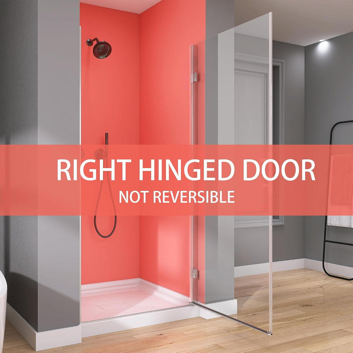 GETPRO Pivot Hinged Shower Door Frameless 32 in. W x 72 in. H Swing Single Small Shower Door 1/4 in. Tempered Glass Panel Adjustable Right Hinged Bathroom Door for Shower Chrome Hardwares