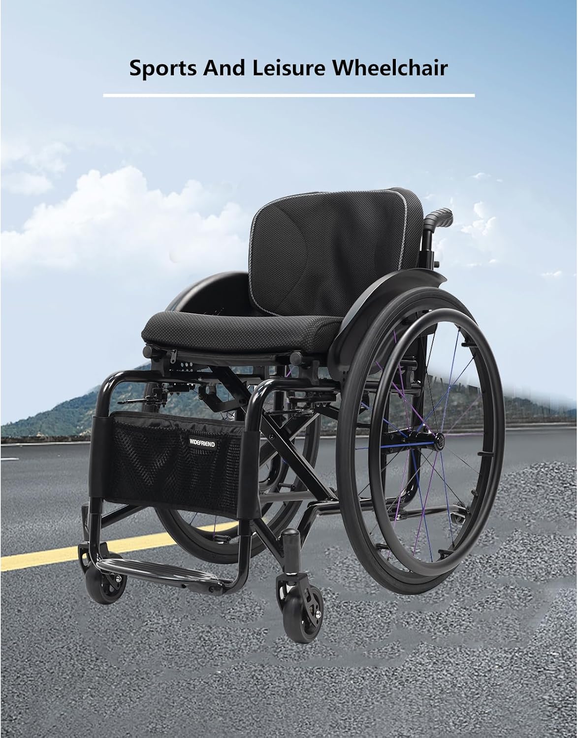 Wheelchairs for Adults,Sports and Leisure Wheelchairs,Portable Manual Wheel Chair,Folding All-Terrain Ultra Lightweight Wheelchair,Self-propelled Transport Wheelchairs(Seat Width 38cm/14.9in,Purple)