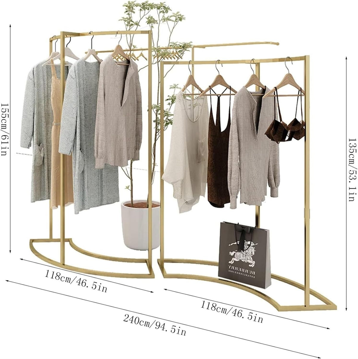 NevStp Clothes Hat Rack Metal Floor-Standing Hanger Set Clothing Store Boutique Showroom Display Racks Super Easy to Assemble Heavy Duty Rustproof Multifunctional Storage Shelf Hangers