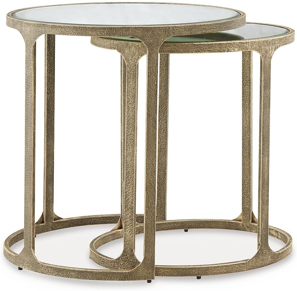 Signature Design by Ashley Irmaleigh Classic Nesting Accent Table Set with Mirrored Tabletops, Set of 2, Metallic