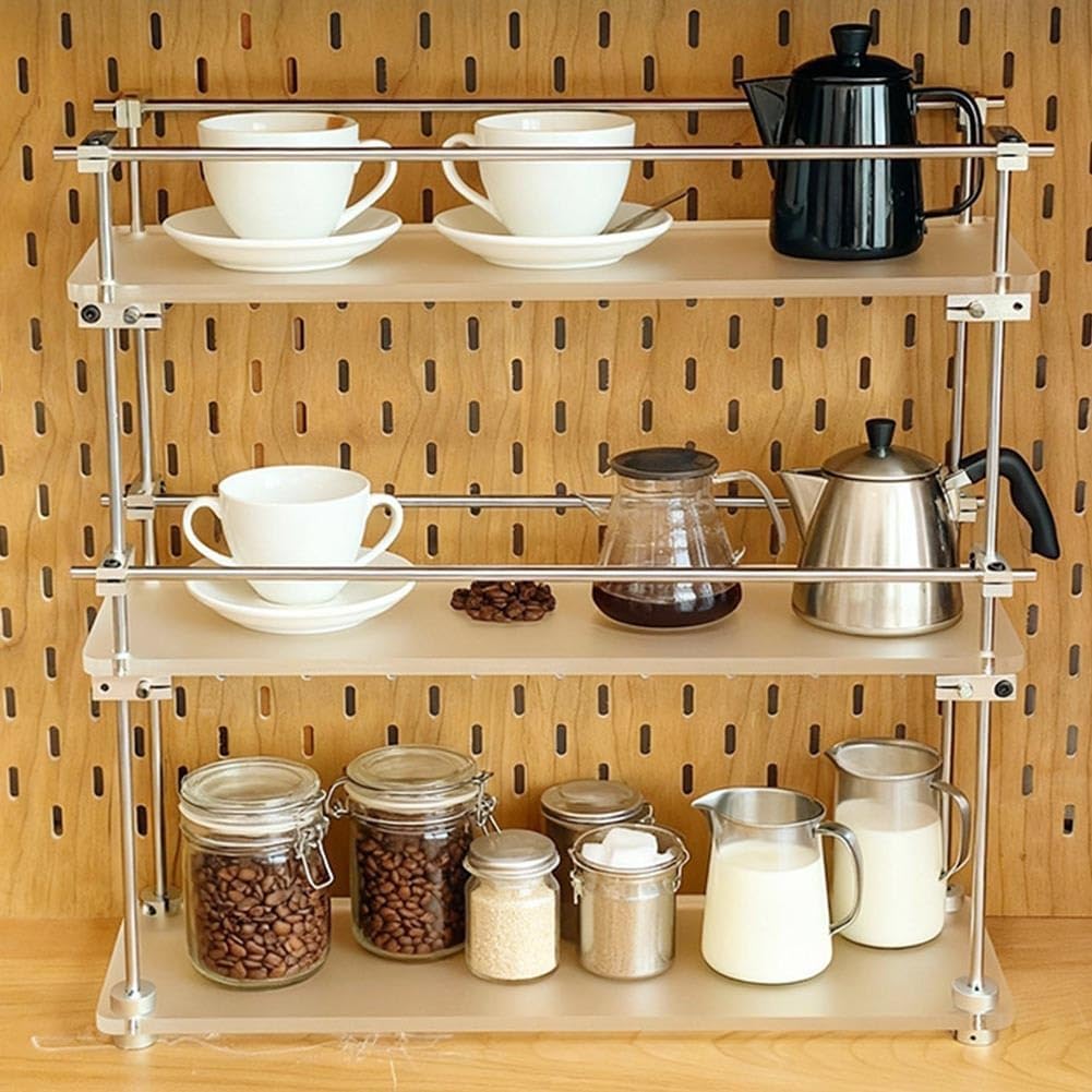 Three-Tier Coffee Cup Countertop Storage Rack, Modern Acrylic Kitchen Countertop Organizer, Vanity And Cosmetic Storage Rack, Bathroom Storage And Organizing Rack