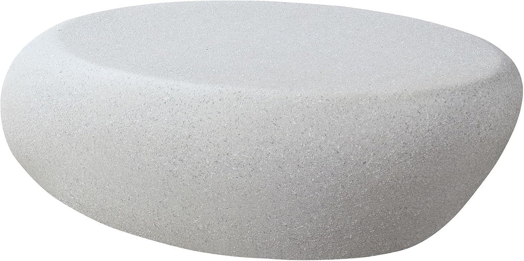 LKTART Oval Minimalist Coffee Table for Living Room Contemporary Simple Fiberglass Table, Modern Matte Stone Coffee Table for Apartment, No Assembly (Beige, 43.31 Inch)