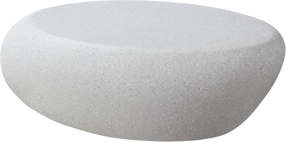 LKTART Oval Minimalist Coffee Table for Living Room Contemporary Simple Fiberglass Table, Modern Matte Stone Coffee Table for Apartment, No Assembly (Beige, 43.31 Inch)