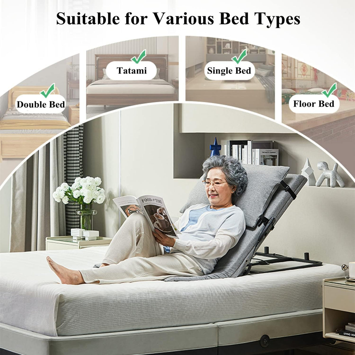 Portable Electric Bed Backrest, Adjustable Medical Pillow Lifter, Adjustable Sit-up Back Rest Disability Backrest Bed Support Stand Assist Aid for Neck Head and Lumbar Support,Standard