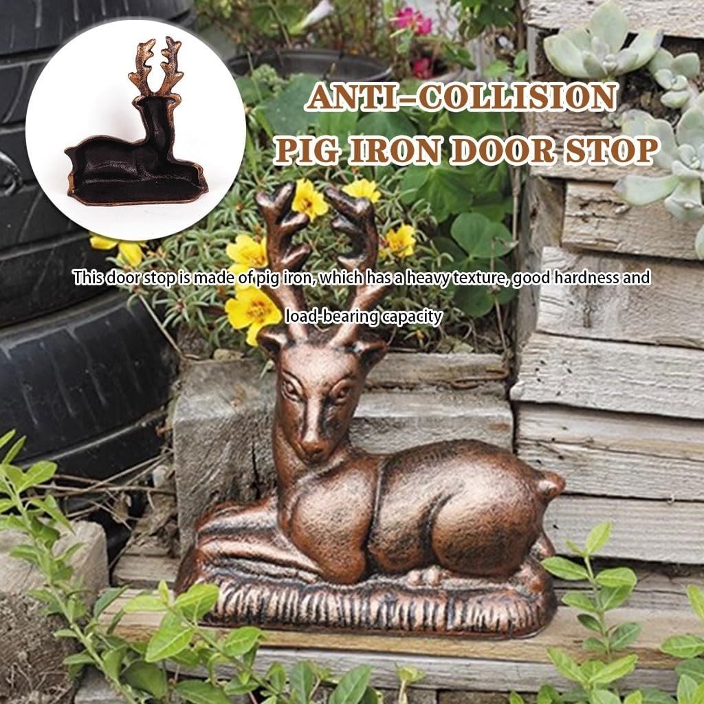 Door Stop Stopper Holder Deer-Shaped Pastoral Style,Cast Iron Material Non-Slip,Study Desk Art Decoration,Housewarming Gift