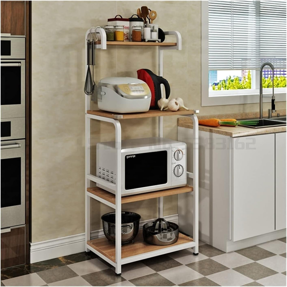 Microwave Stand 3 Tier Microwave Oven Rack Kitchen Shelf Home Cabinet Floor Standing Storage