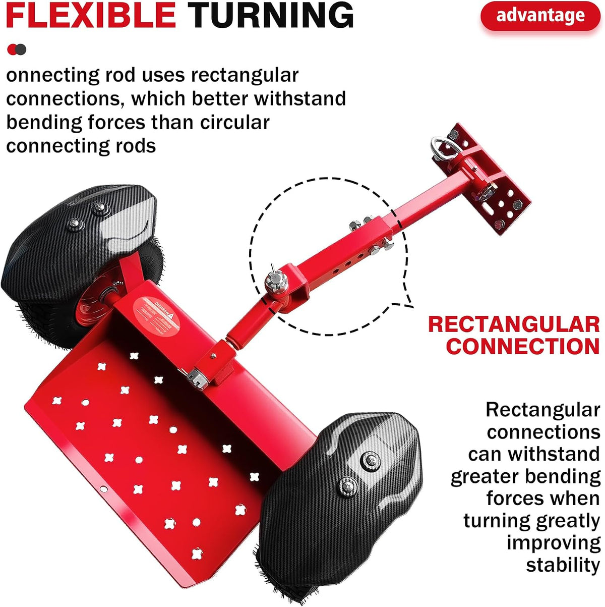 CCLINK Wheels Lawn Mower Sulky Thickened Vacuum Wheels Red Heavy Steel Anti Slip and Anti Rust Specially for Lawn Maintenance and Gardening Operations Quick Weed Removal