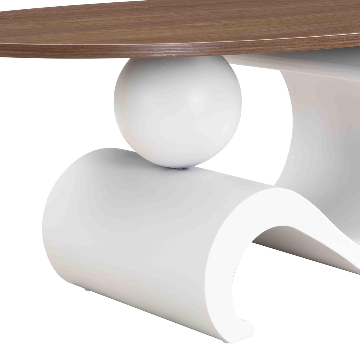 Modern Nesting Coffee Table Set of 2, 2-Piece Oval Decorative Living Room Table Set with White Faux Marble Top and Gold Metal Base, Oval Coffee Table and Round End Table Set