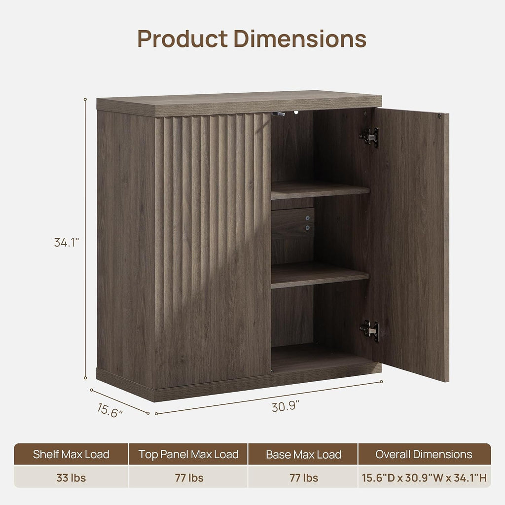SICOTAS Buffet Cabinet with Storage Accent Sideboard Modern Credenza with Doors & Shelves Fluted Media Console Mid Century Coffee Bar Table for Living Room Kitchen Dining Room Hallway (4PCS)