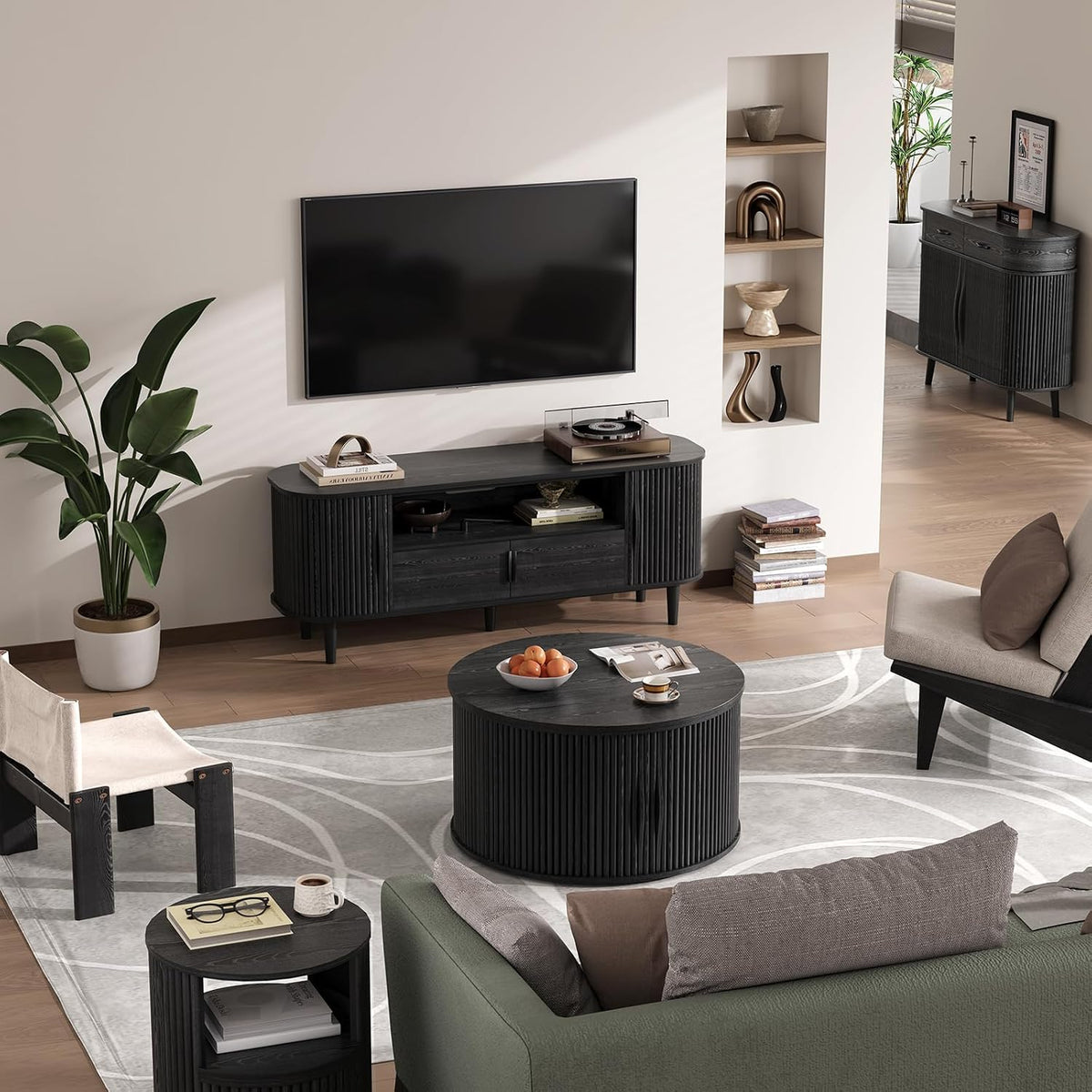 Jiansu furni 31.5'Coffee Table with Lifting Top, Mid Century Modern Coffee Table with Sliding Door & Hidden Storage, Small Center Table for Living Room, Black